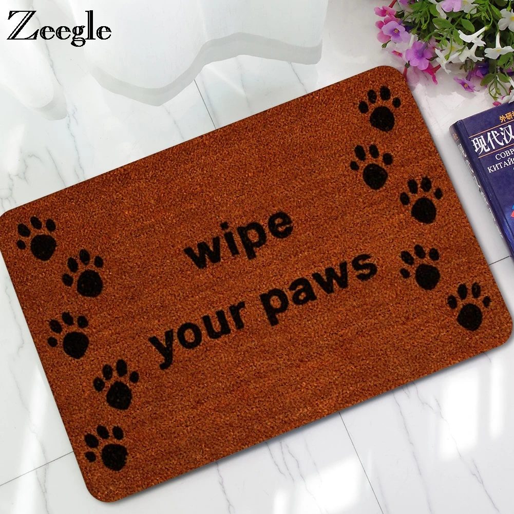 Zeegle Paw Printed Door Mat Rubber Home Mats Anti slip Mats For