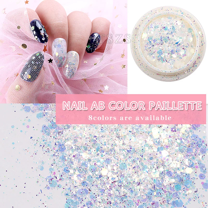 

2box/lot Nail Glitter Hexagon Sequin Shiny Broken Glass Flakes Paillette Irregular Sparkly Powder mixed Nail Art Decorations