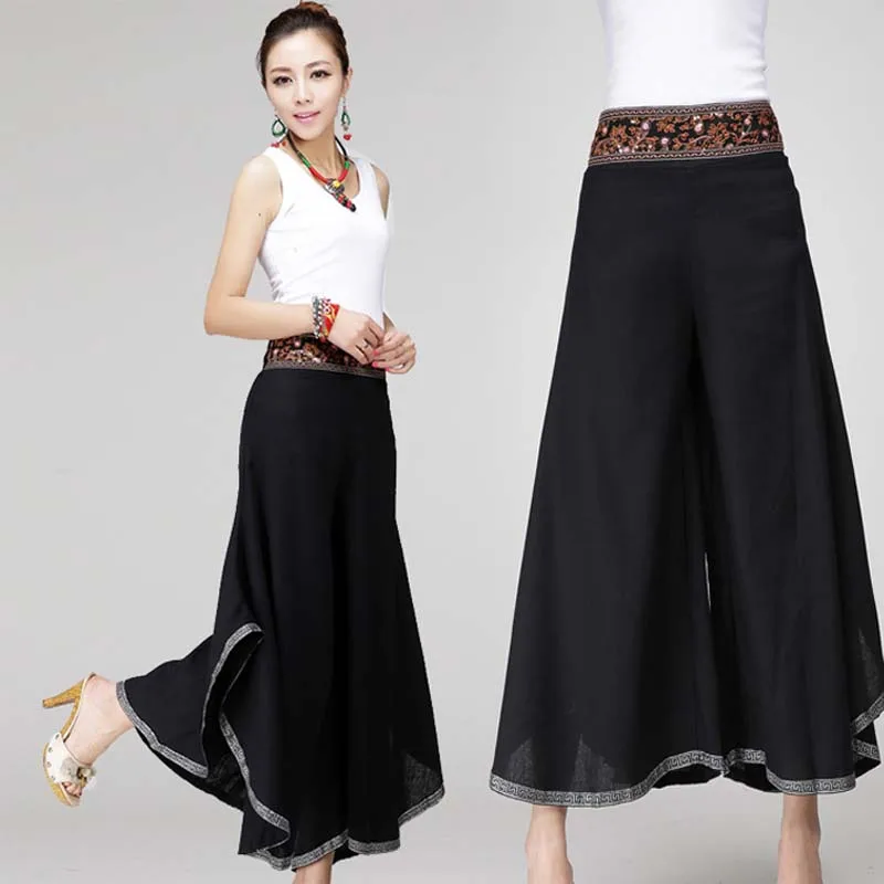 New Women Wide Leg White leg pants casual loose big size