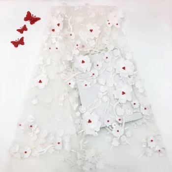 

Fashion African Lace Fabric High Quality African 3D Lace Fabric With Sequins For Nigerian Wedding Dress French Lace Fabric