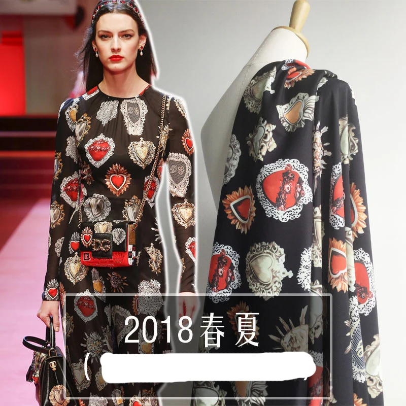 

DG Mushroom Printing Fabric Custom D Epaulettes Digital Printing Women's Manual DIY Fabric Stretch Stain Fabric