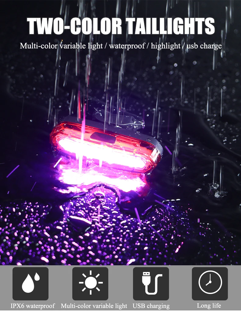 Discount WHEEL UP Bike Tail Light Bicycle Rear light Cycling Tail-lamp Led Light Waterproof MTB USB Rechargeable Polychromatic Taillight 3