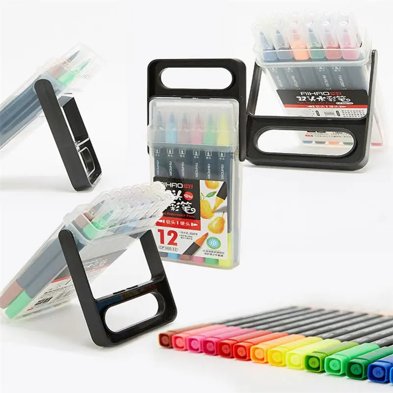 Preise Kunst Marker Stift Bunte Pinsel Stifte 12 18 24 36 Farben Box Doppel Köpfe Stationäre Für copic Schule Kunst Liefert