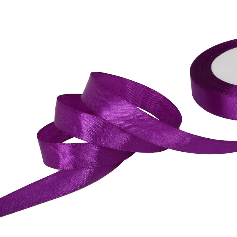 18 цветов, 25 ярдов, 15 мм, атласная лента для рукоделия, бант, украшение для свадебной вечеринки, подарочная упаковка, принадлежности для скрапбукинга - Цвет: Purple