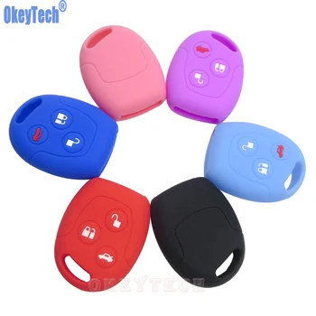 

OkeyTech 3 Buttons Silicone Car Remote Key Fob Case Cover For Ford Focus Mondeo Festiva Fusion Suit Fiesta KA Holder Protector