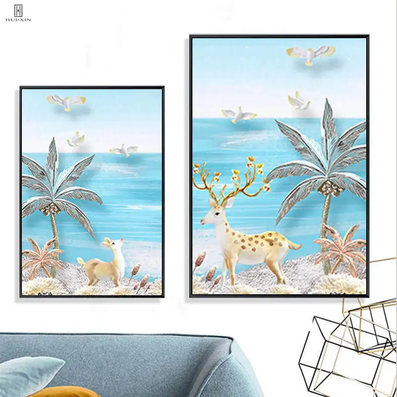 Beautiful Landscape Clear Ocean Trees Starfish Modern Decorative Canvas Posters Canvas Painting Wall Art Print For Home Decor