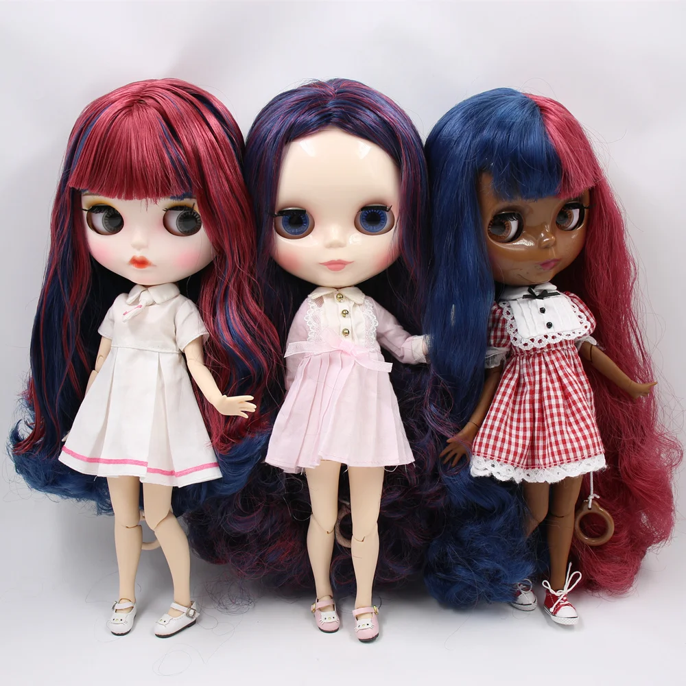 ICY Nude Blyth изготовленная на заказ кукла No. BL6221/12532 синий микс красные волосы 1/6 bjd pullip