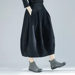 Плюс Размеры осень-зима Для женщин длинные вельветовые юбка Женский Высокая Талия одноцветное Цвет Harajuku Повседневное свободные Винтаж