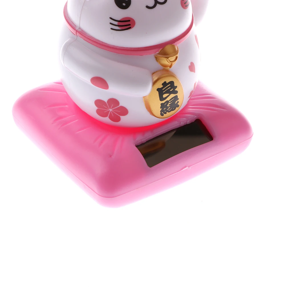 Kids Solar Powered Waving Hands Fortune Cat Kitten Animal Swinging Toy Car Home Ornament Decor Kids Xmas Gifts Gag Prank Toys