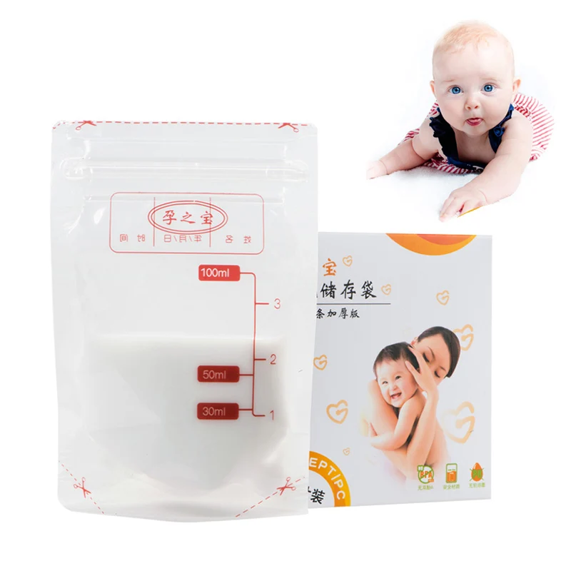 Hot 30 Pcs Baby Food Storage Breast Milk Storage Bags Convenient