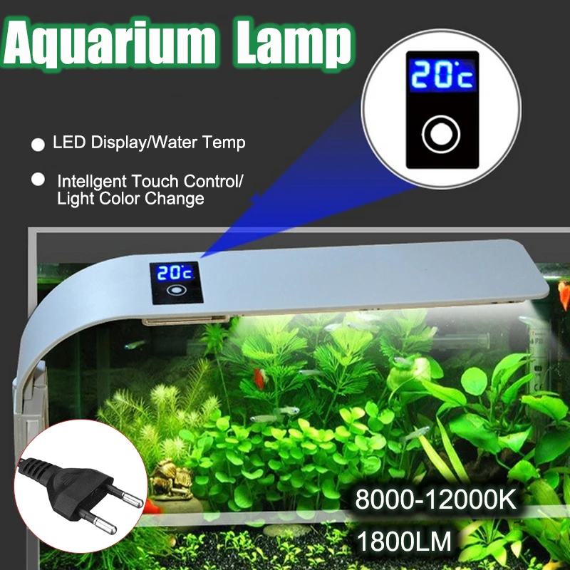 

15W Aquarium Clip Lamp Fish Tank Light LED Display Intelligent Touching Control Changeable Light Color Temp Inductor Water Plant