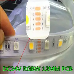 DC24V RGBW полосы света 5050 SMD 12 мм PCB 5 м 60 светодиодов/m светодиодные гибкие ленты, веревки полосы света RGBWW RGB теплый белый Новые