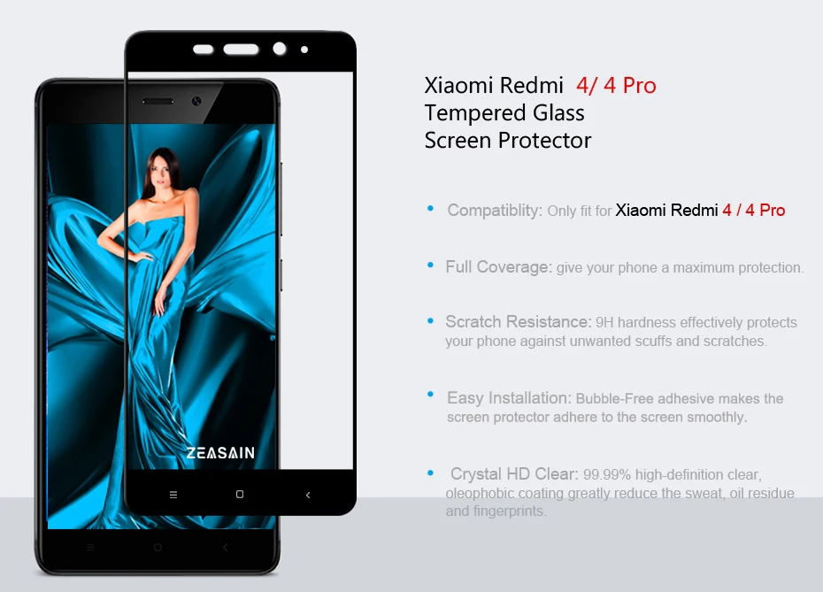Original ZEASAIN Premium HD Full Cover Screen Protector Tempered Glass for Xiaomi Redmi 4 Pro Prime Xiomi Redmi4 Toughened Guard (5)