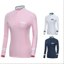 Весенняя женская рубашка для гольфа Женская Осенняя Однотонная рубашка для гольфа с длинными рукавами дышащая уличная спортивная одежда теннисные Топы S-2XL