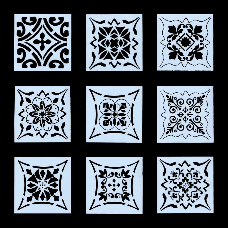 

9Pcs/Set 15cm Geometry Frame Square Flower DIY Layering Stencils Painting Scrapbook Coloring Embossing Album Decorative Template