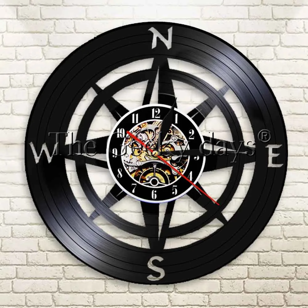 Buy 1Piece Artistic Compass Themed Vinyl Wall Clock