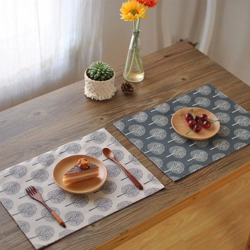 DREAMSOULE Mats Tree Pattern Cotton Double Sides Basic Everyday Meal