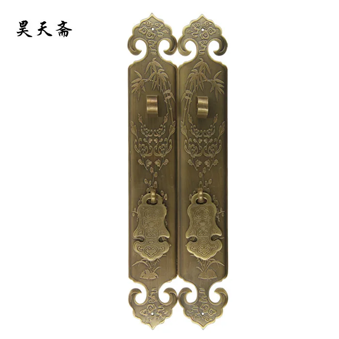 

[Haotian vegetarian] bronze door handle Chinese antique copper door handle large 24cm long HTC-294