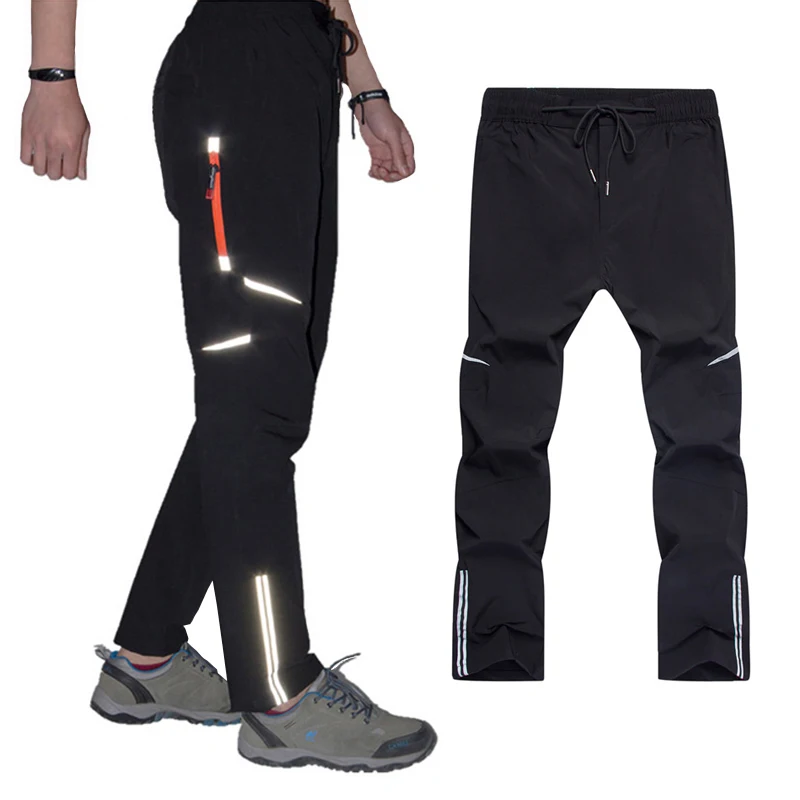 LANBAOSI al aire libre reflectante pantalones de ciclismo para hombres protección solar a prueba de viento resistente al agua Stretch Trekking pantalones de viaje