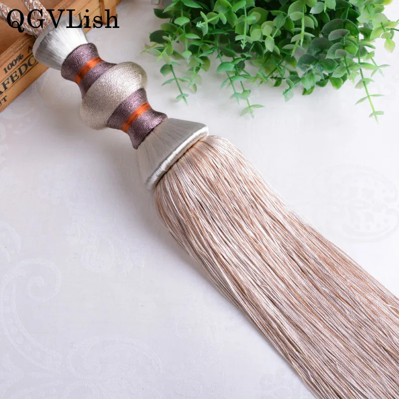 

QGVLish 2Pcs Curtain Tassels Fringe Tiebacks Hanging Belts Balls Bind Ropes Brush Straps Curtain Accessories Tie back Home Decor