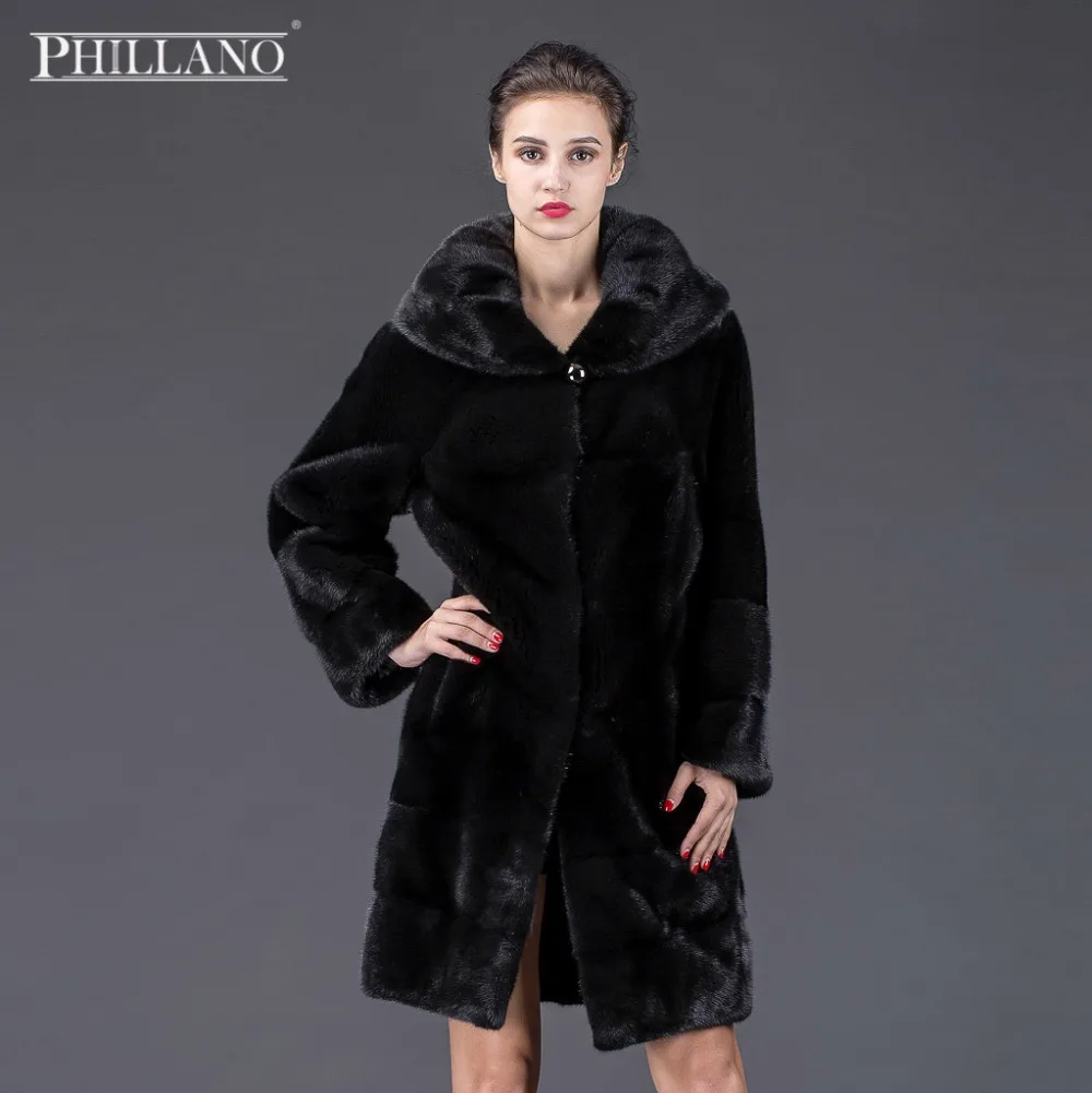 

SALE Phillano Autumn Winter Russian Women's Real natural mink fur coat with Big Turn- Down Collar Mink Fur Coat YG13024-90