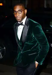 Последние конструкции пальто брюки зеленый бархат Формальные Мужской костюм Slim Fit нежный Пром Жених пиджак пользовательских Для мужчин