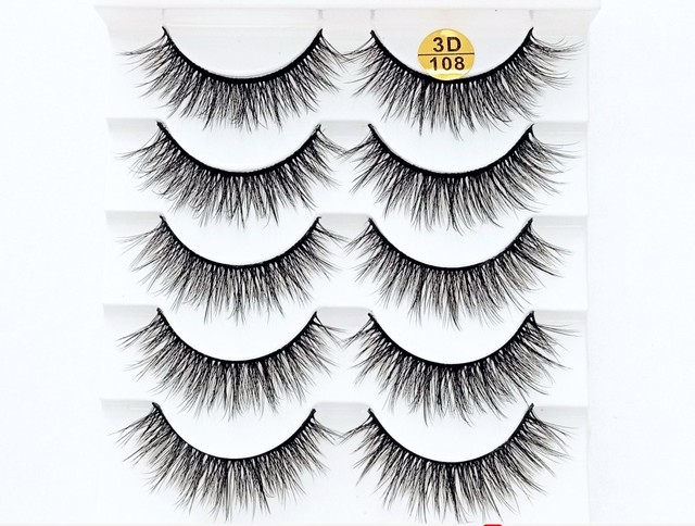 5 pairs 3D mink false eyelashes natural makeup eyelash extension long cross volume soft fake eye lashes winged faux cils