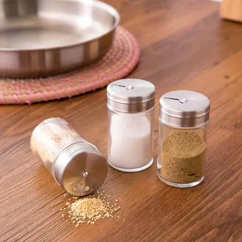 

3Pcs Spice Jar Can Glass Salt and Pepper Shakers Spice Container Seasoning Salt Bottle Pot Barbecue BBQ Condiment Kitchen Cruet