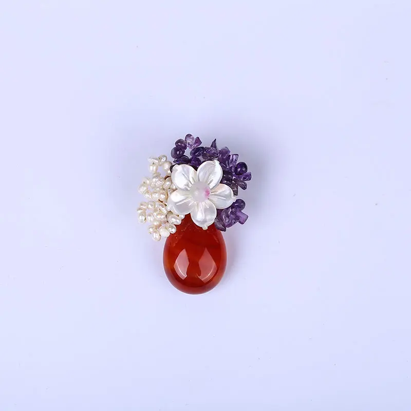 

Water Drop Porcelain Brooch Retro Xionghua Temperament Women's Clothing Accessories Pendant Punch Hole Belt Long Chain Chain Swe