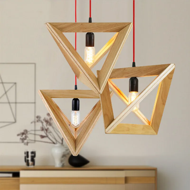 

Vintage wood pendant light indoor LED modern lamp Nordic restaurant bar coffee shop dining room ceiling hanging lighting fixture