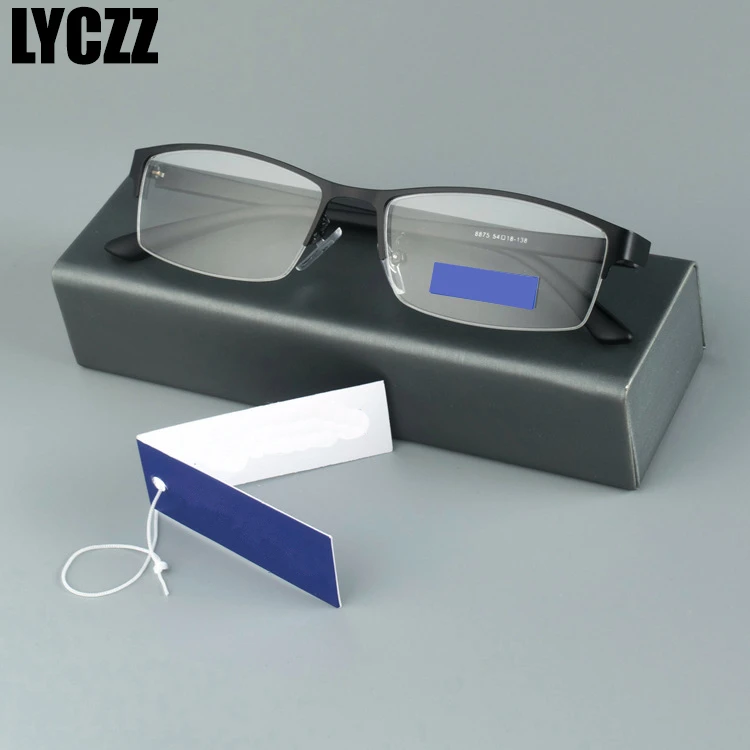 LYCZZ мужской близорукость очки половина обод металлический передний металлический бизнес гибкие оптическая рамка для очков для мужчин