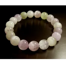 Натуральный кунцит полированный тянущийся женский браслет с круглыми бусинами 10 мм подлинный Spodumene