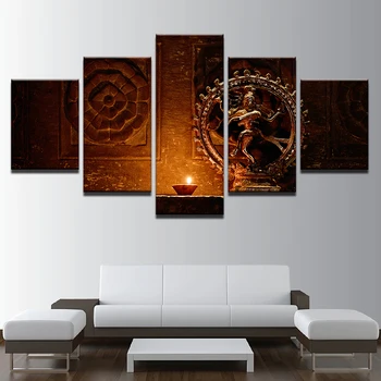 

Painting Poster Modern Wall Art Frame Prints Type 5 Panel Shiva Nataraja Statue India God Vintage Picture Home Decor Living Room
