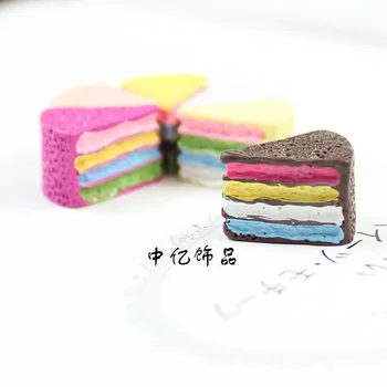 

10pcs/lot resin flat back colorful rainbow cake 11*16mm crafts for DIY dollhouse christmas fairy garden decoration