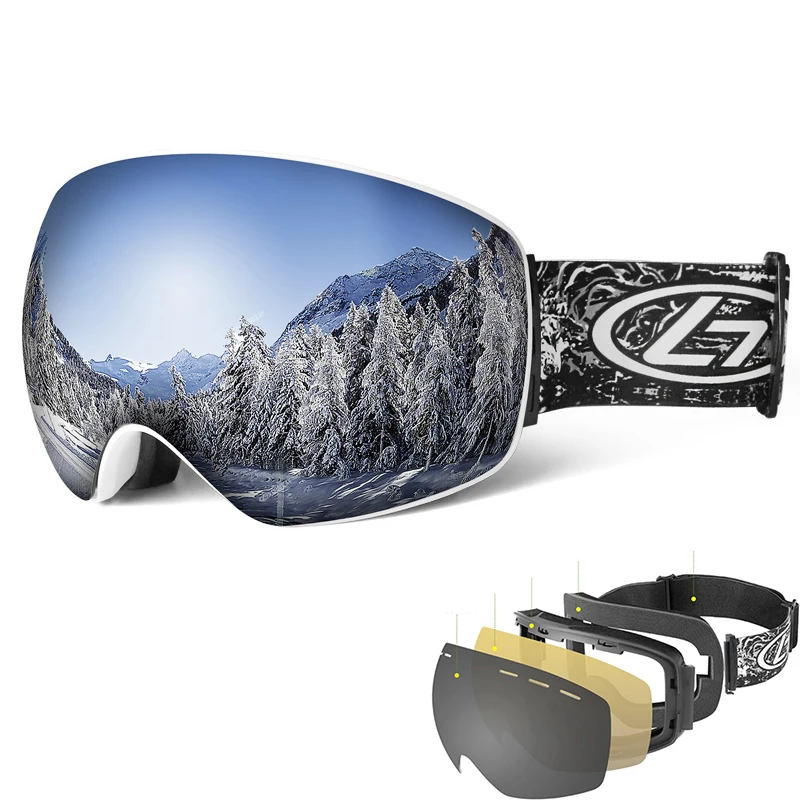 Doble capa gafas de esquí de los hombres gafas mujer máscara de Snowboard de esquí de nieve gafas moto de nieve gafas deportivas gafas de esquí
