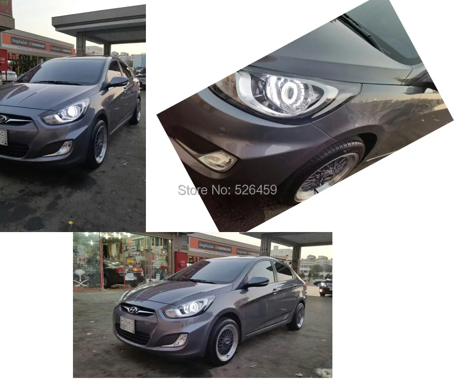 Hyund Accent 2014 двойное кольцо линзы проектора BI xenon CCFL Ангел с h1 h4 h7 9005 Новый HID