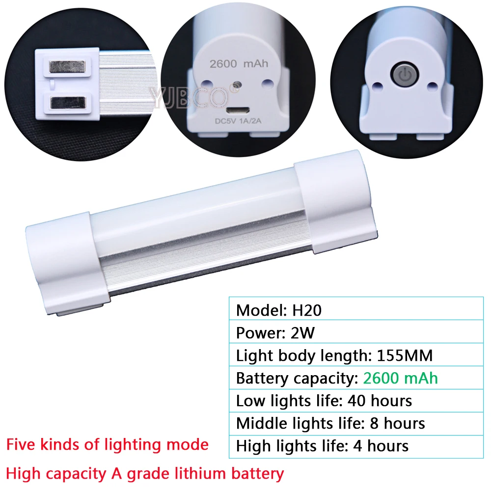 High quality Rechargeable LED Tube Wireless multi-function Emergency lights Indoor  led camping lamp regular phone DC5V