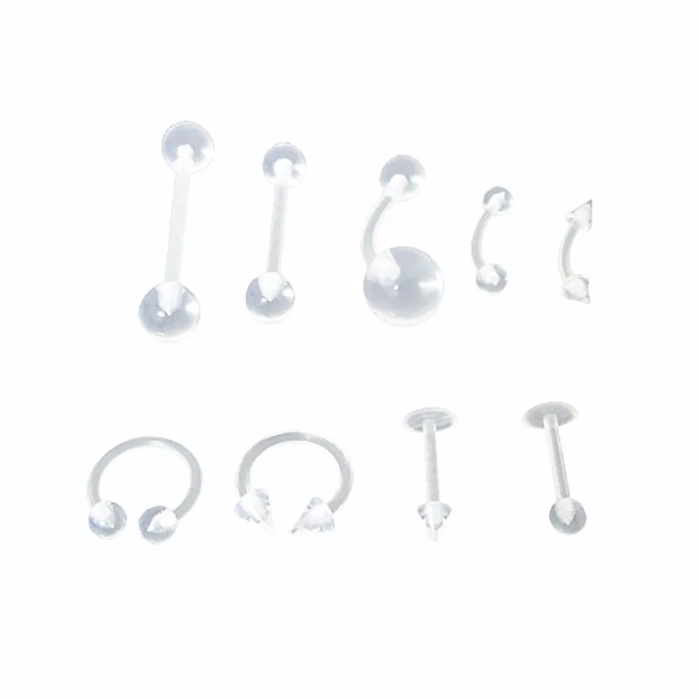 Buy 9Pcs/set Body Piercing Jewelry Clear Transparent