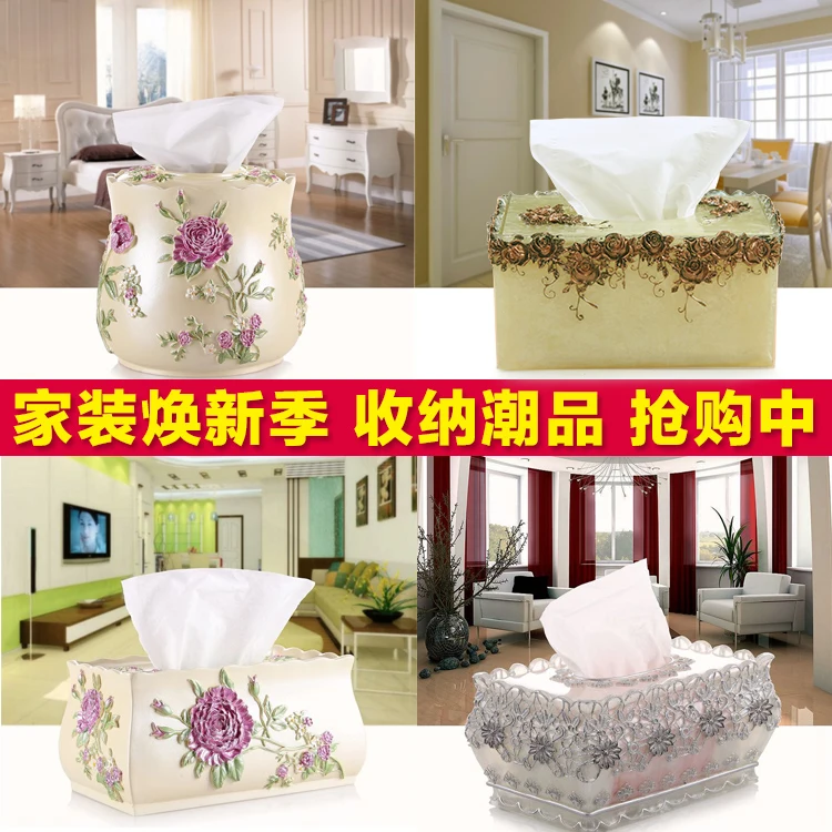 Cheap  European paper towel box fashion box car with lace drawing paper box home garden cylinder box