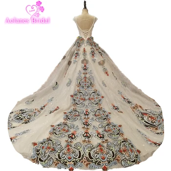 

Real Picture New Arrival Sexy Deep V Neck Lace Appliques Colors Flowers Crystals Gray Blue Red Bridal Dress 2018 Wedding Dresses