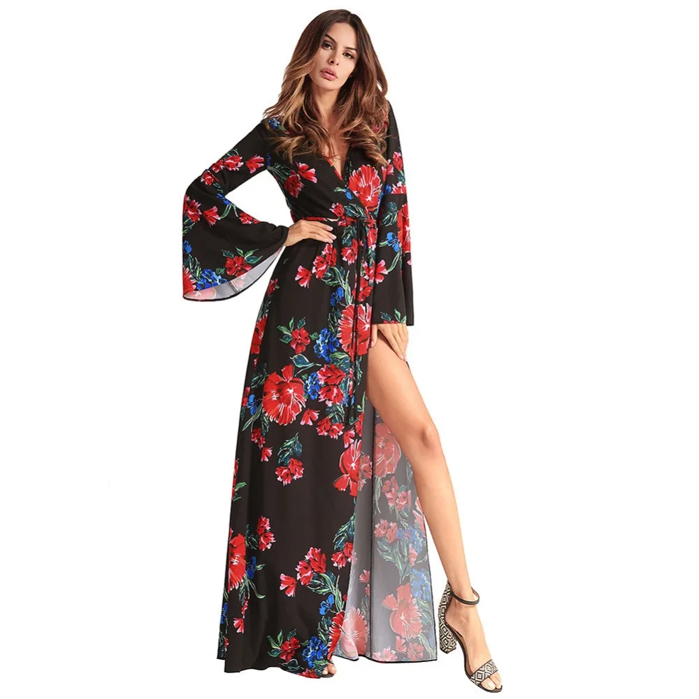 women wraped chest off shoulder slash neck bohemian long dress 15_