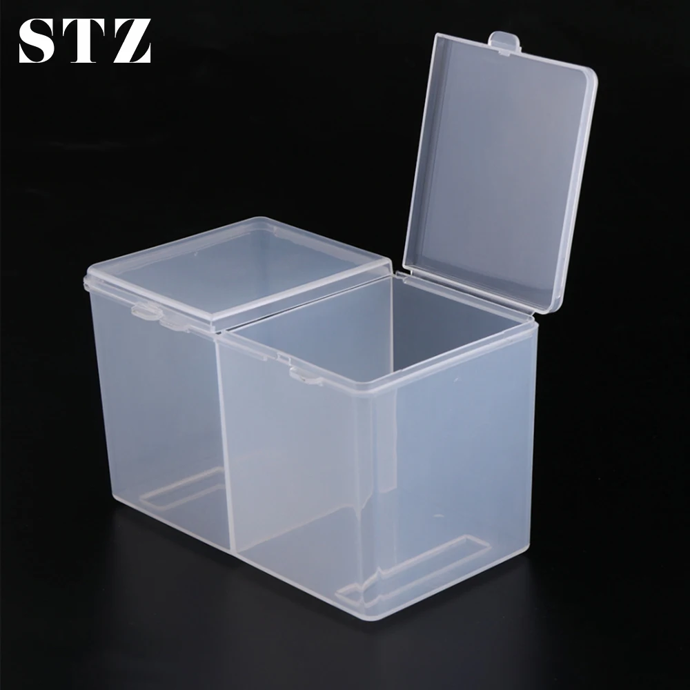 

STZ 1pcs 2 Grids Square Clear/Pink Plastic Storage Box Container for Small Rhinestone Metal Jewelry Nail Art Tool Organizer #013