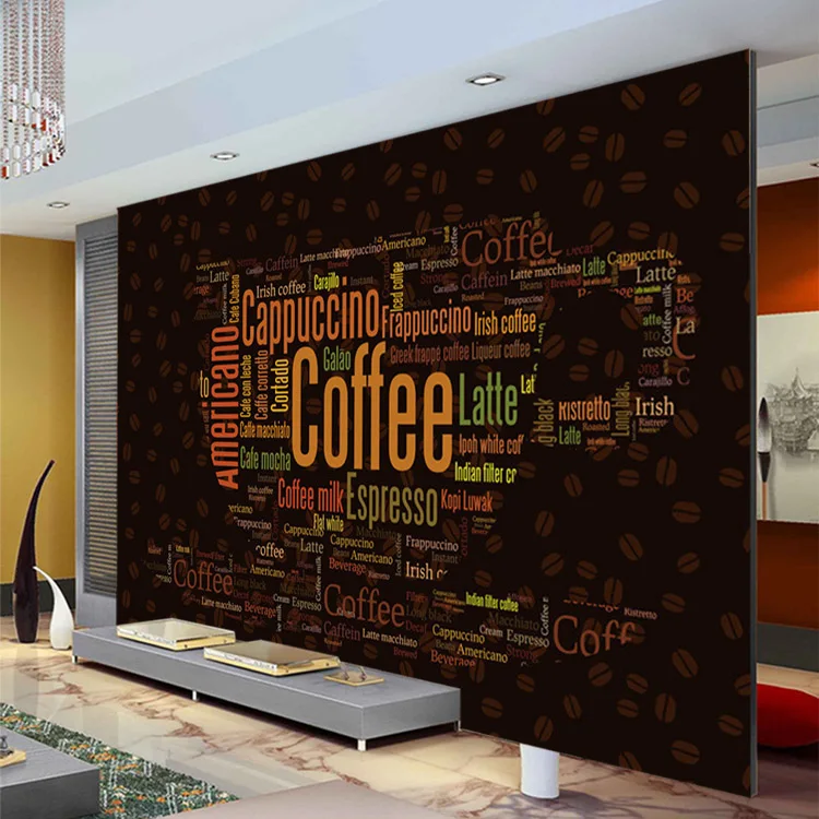 Coffee Letters Wallpaper Custom 3D Wall Mural Fashion Photo ...