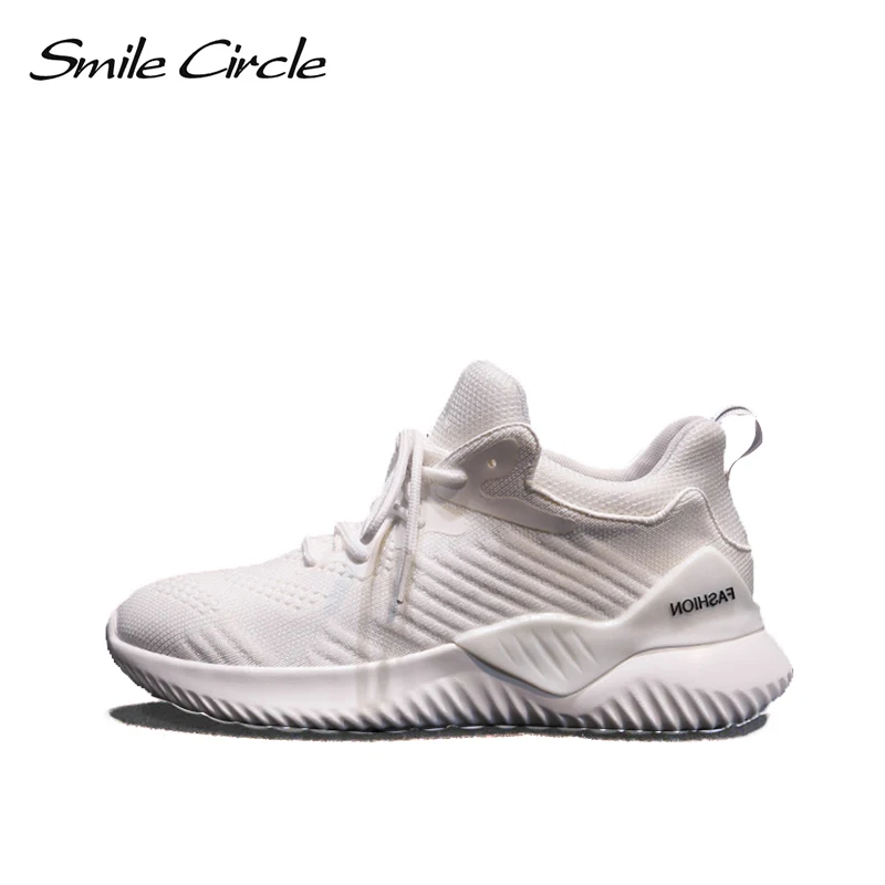 

Smile Circle Women kniting Sneaker Thick bottom Flat Platform Breathable Shoes For Women 2019 Spring Fashion Casual Sneaker