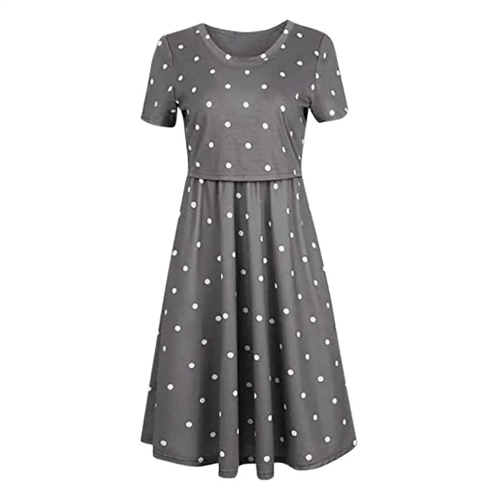 

Women Pregnant Maternity Nursing Solid Breastfeeding Summer Maternity Dress