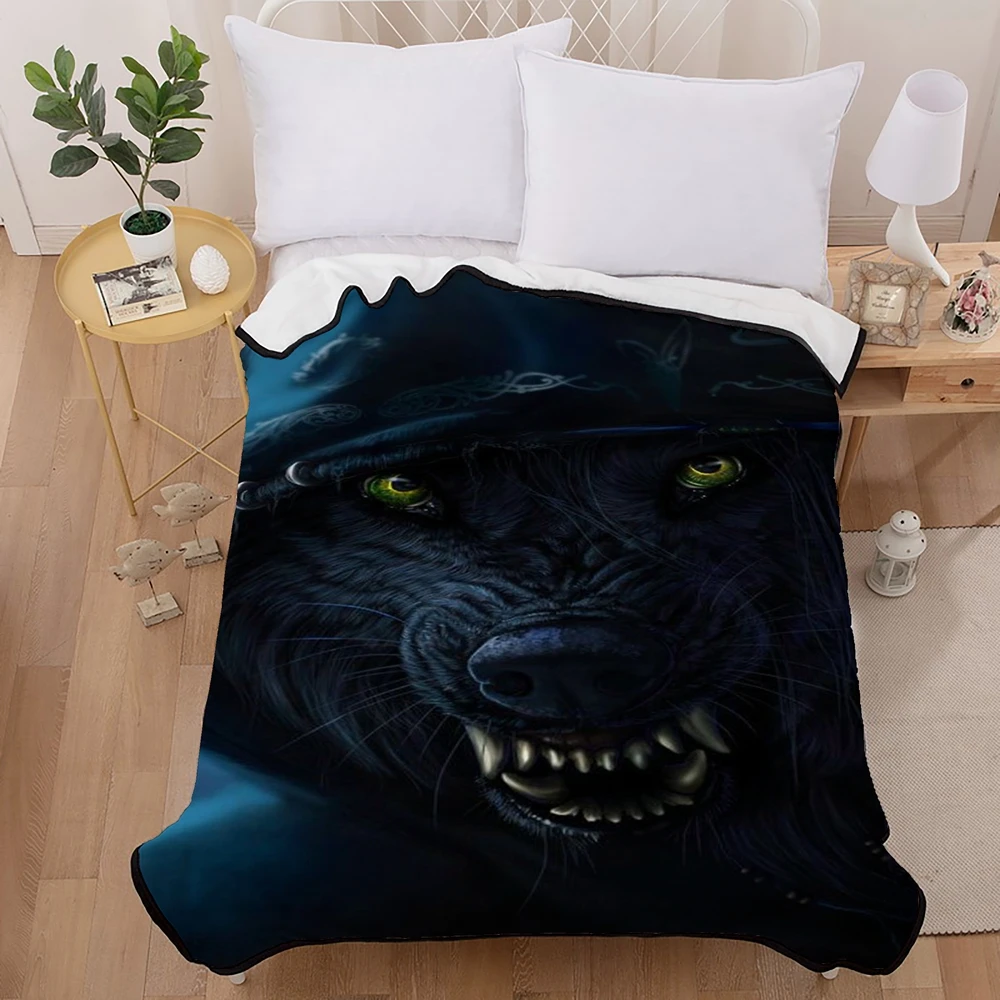 

3D printed animal blanket 150cmx200cm Skull Wolf 3D bedding set comforter cover Home Textile comforter bedding sets bed linen