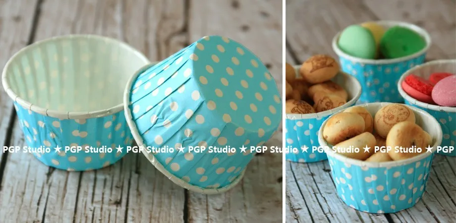[PGP] небесно-голубые бумажные гайки в горошек, стаканчики для конфет, форма для выпекания кекса, для детей, день рождения, Детские Вечерние