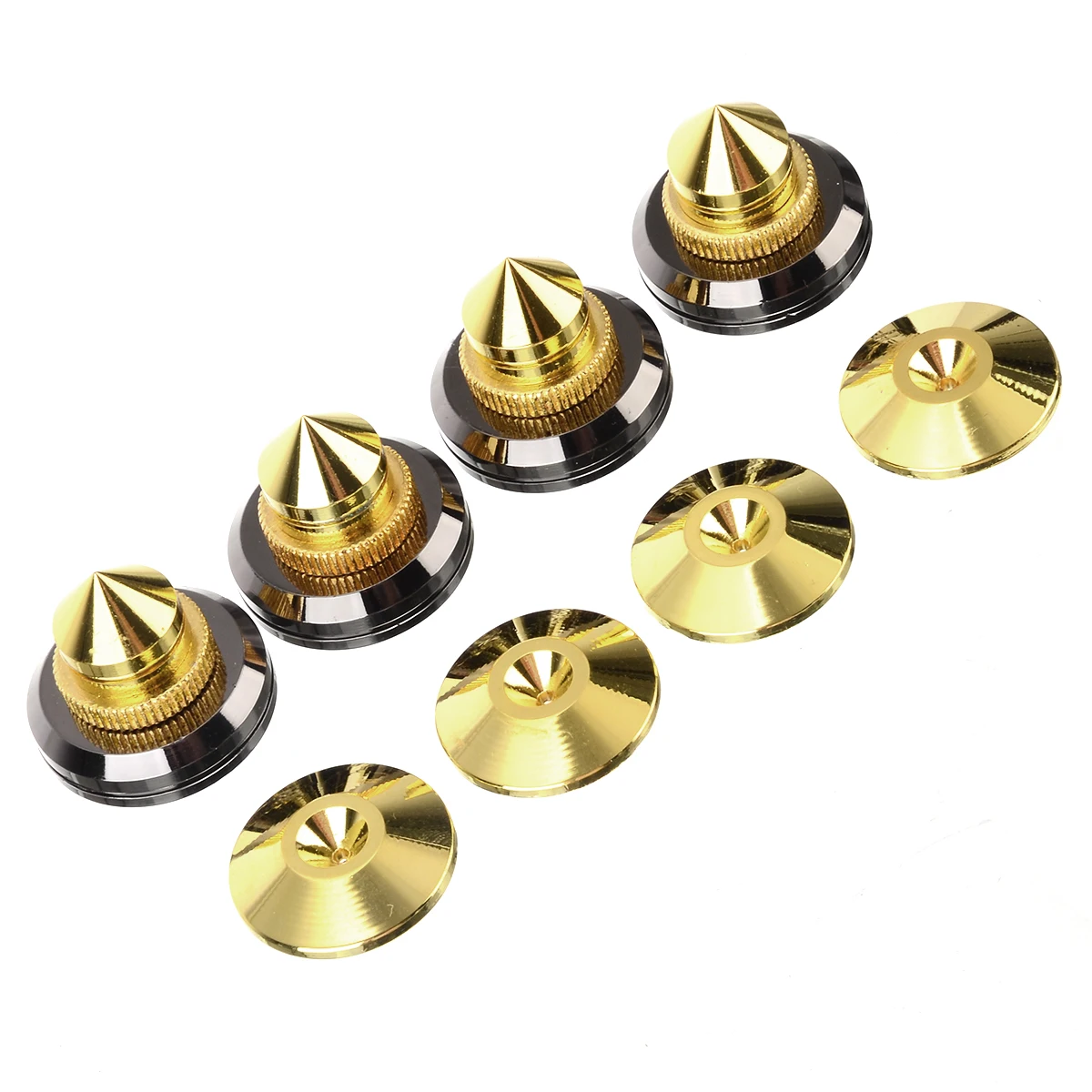 

4sets Professional Speaker Spike M6 Metal Isolation Cones 28mm-32mm Adjustable Audio Spikes Stand Feet+Base Pads