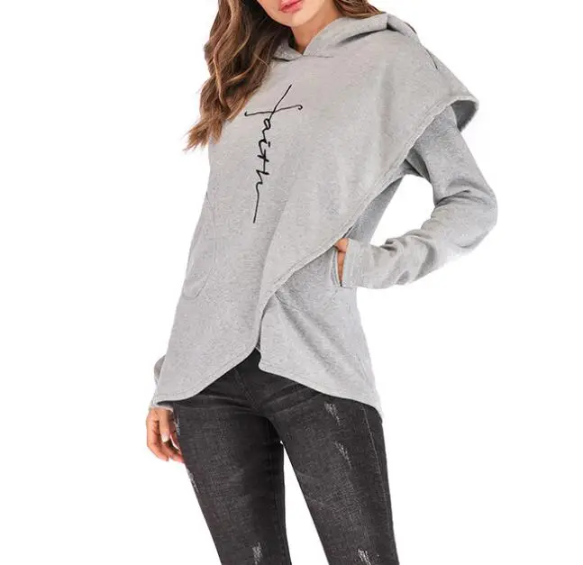 

Autumn Hoodies Sweatshirts Women Long Sleeve Embroidery Letter Warm Hooded Pullover Tops Casual Female Sweatshirt