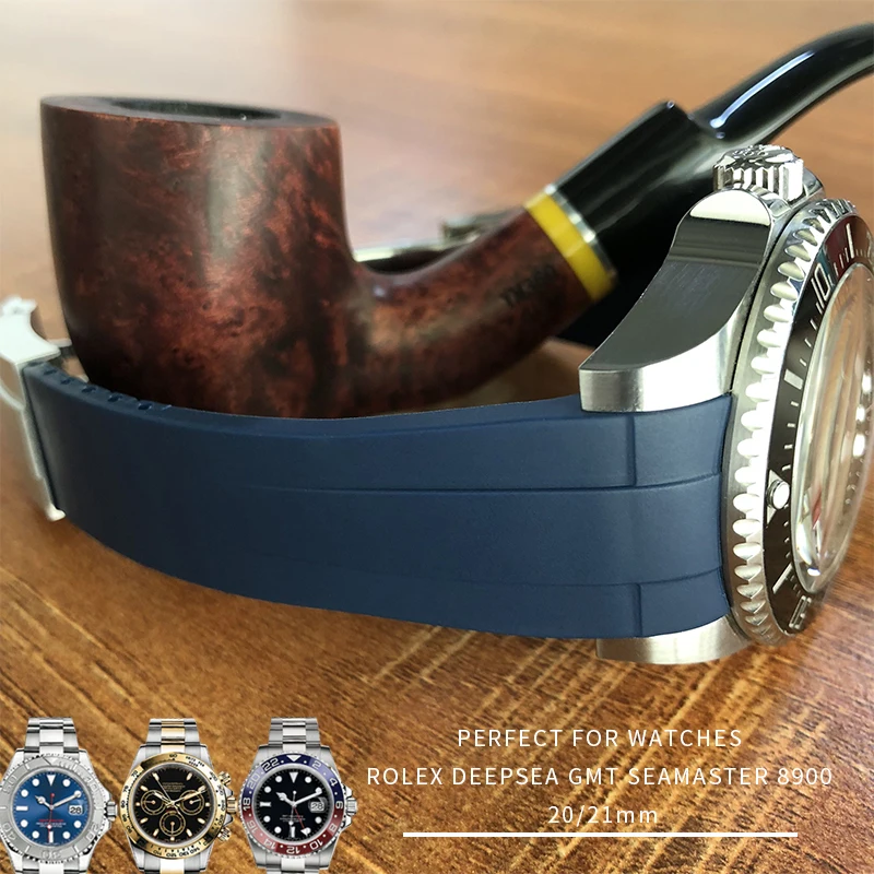 20mm 21mm Rubber Silicone Watch Strap Combination Buckle Watchband for Role Daytona Submariner DEEPSEA GMT SEAMARSTER 8900 Watch